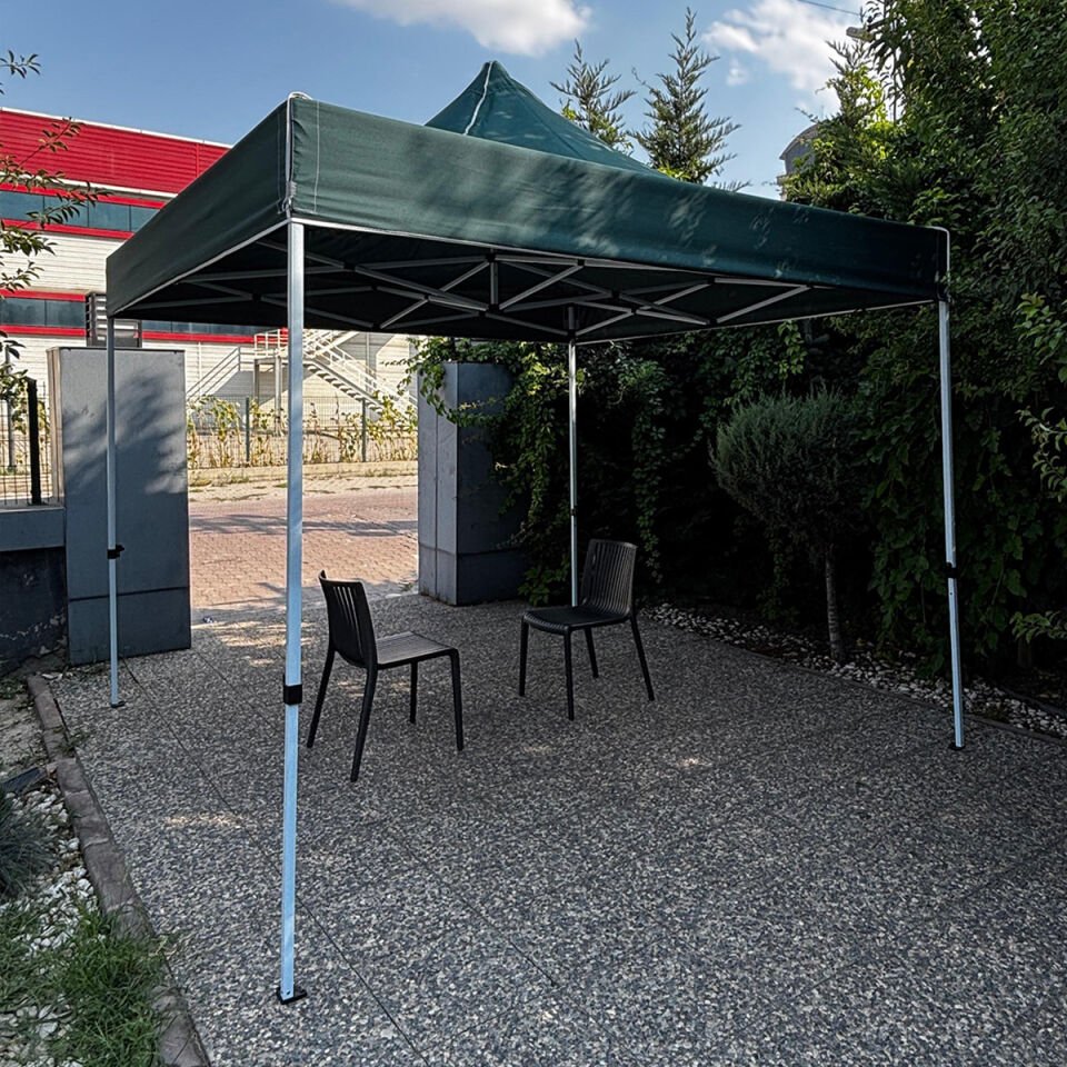 Evedost 3x3 Pratik Katlanır Akordiyon Çardak | Taşınabilir Piknik, Bahçe, Etkinlik ve Organizasyon Çadırı Haki