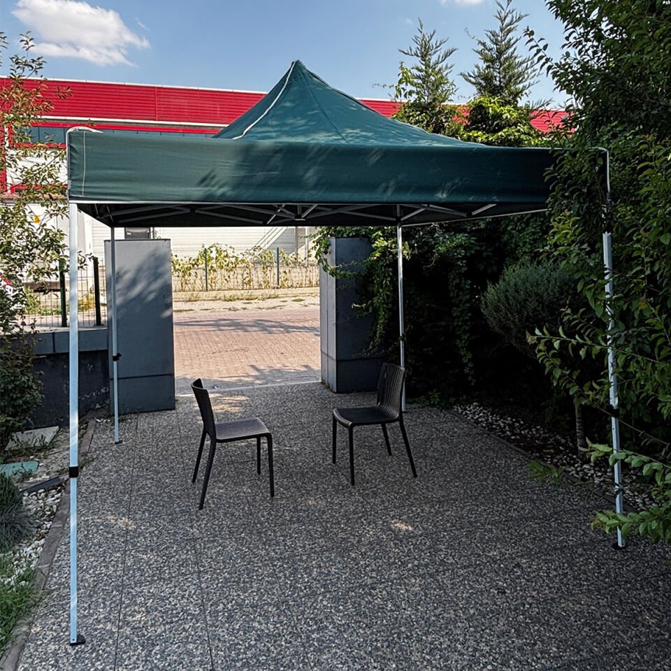 Evedost 3x3 Pratik Katlanır Akordiyon Çardak | Taşınabilir Piknik, Bahçe, Etkinlik ve Organizasyon Çadırı Haki