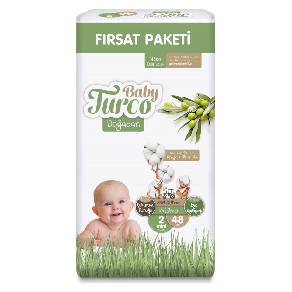 Baby Turco Doğadan Bebek Bezi Fırsat Paketi No:2 48 Adet