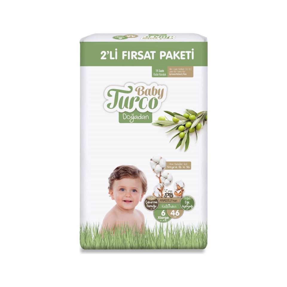 Baby Turco Doğadan Bebek Bezi 2'Li Fırsat Paketi No:6 46 Adet