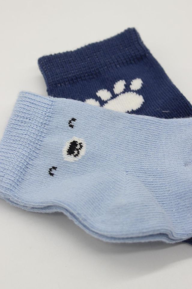 Bistyle Bear Penye Soket Çorap 2'Li BS10116 Mavi