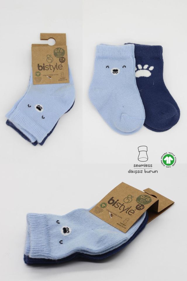 Bistyle Bear Penye Soket Çorap 2'Li BS10116 Mavi