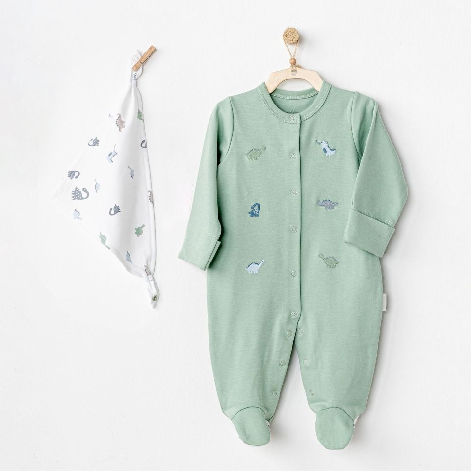 Andywawa AC24569 Dinosaur Bebek Tulum Takım Green