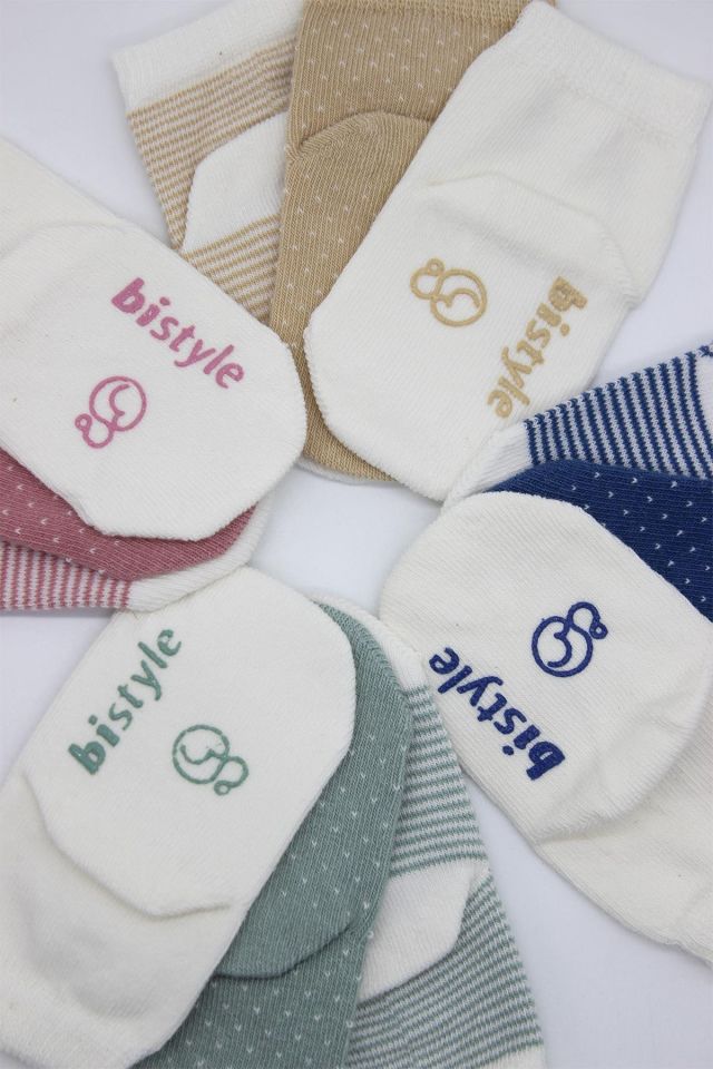 Bistyle Puanlı Kaymaz Penye Soket Çorap 3'Lü BS10108 İndigo