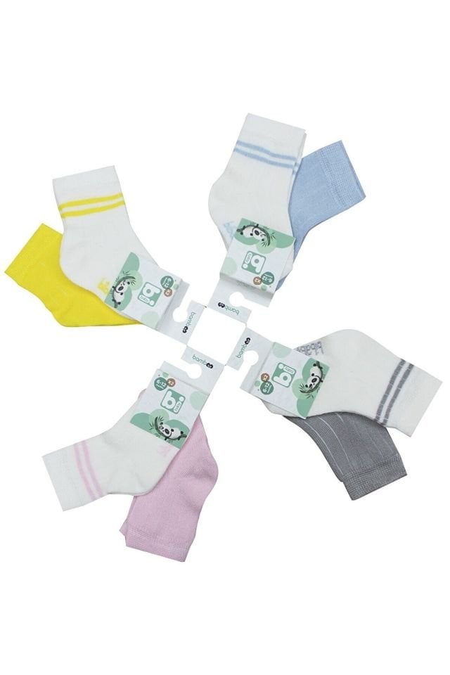 Bibaby Derby Bamboo 2'Li Çorap 68386 Ekru Gri