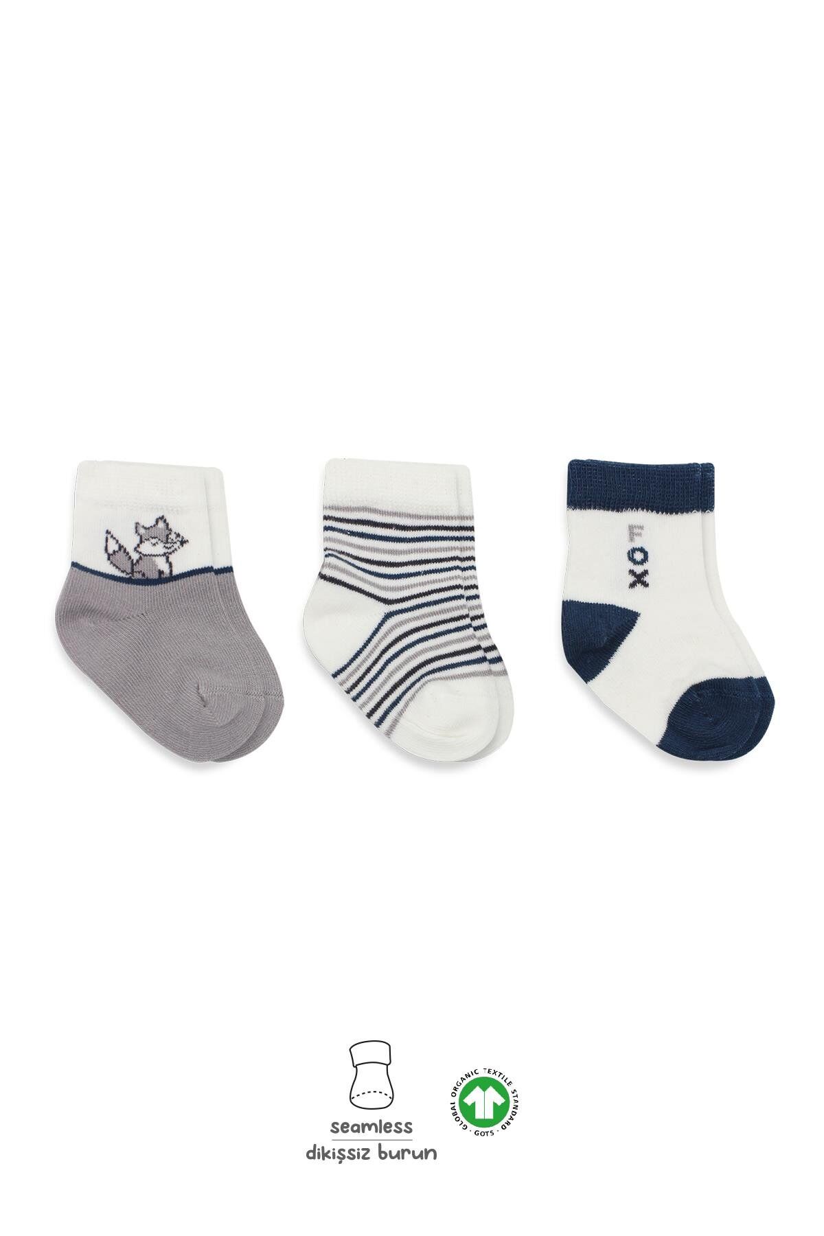 Bistyle 3'Lü Penye Soket Çorap 10109 Gri