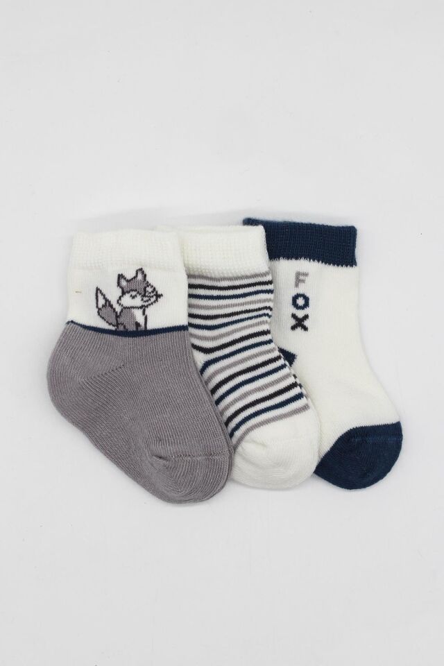 Bistyle 3'Lü Penye Soket Çorap 10109 Gri