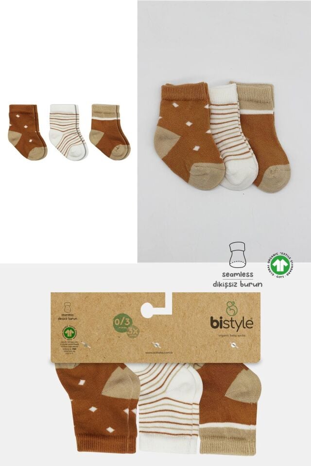 Bistyle 3'Lü Penye Erkek Soket Çorap 10111 Hardal