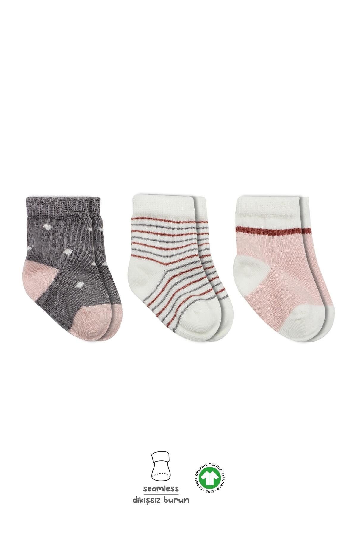 Bistyle 3'Lü Penye Kız Soket Çorap 10112 Gri