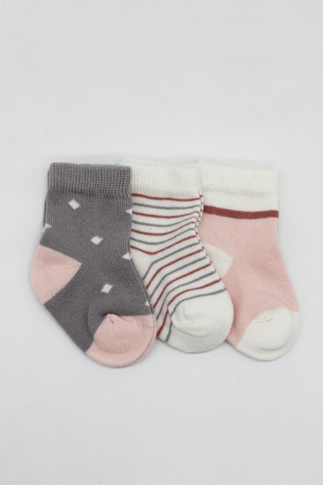 Bistyle 3'Lü Penye Kız Soket Çorap 10112 Gri