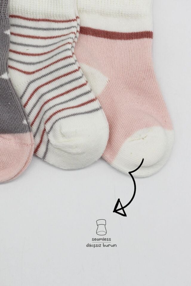 Bistyle 3'Lü Penye Kız Soket Çorap 10112 Gri