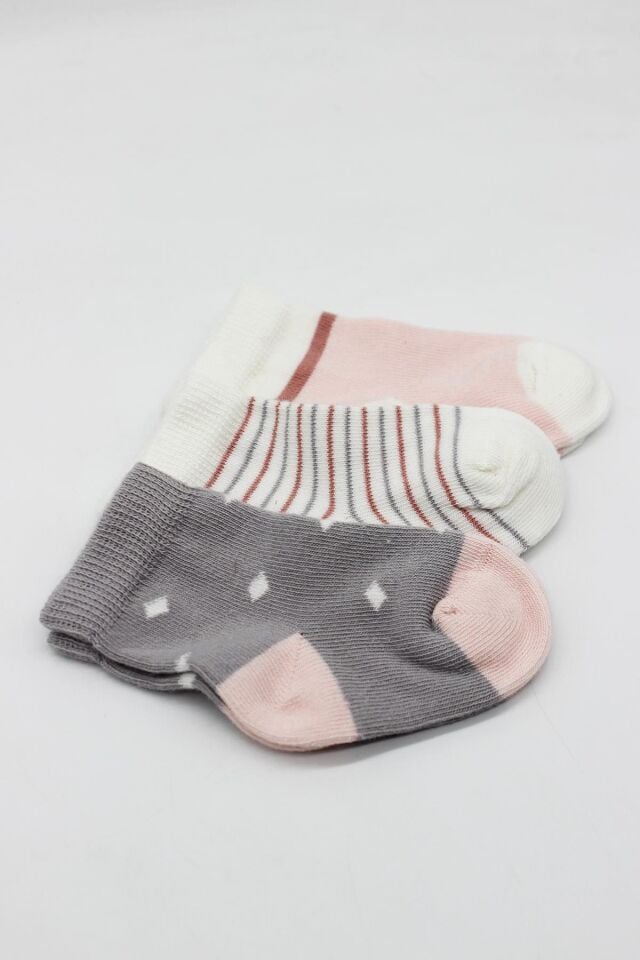 Bistyle 3'Lü Penye Kız Soket Çorap 10112 Gri