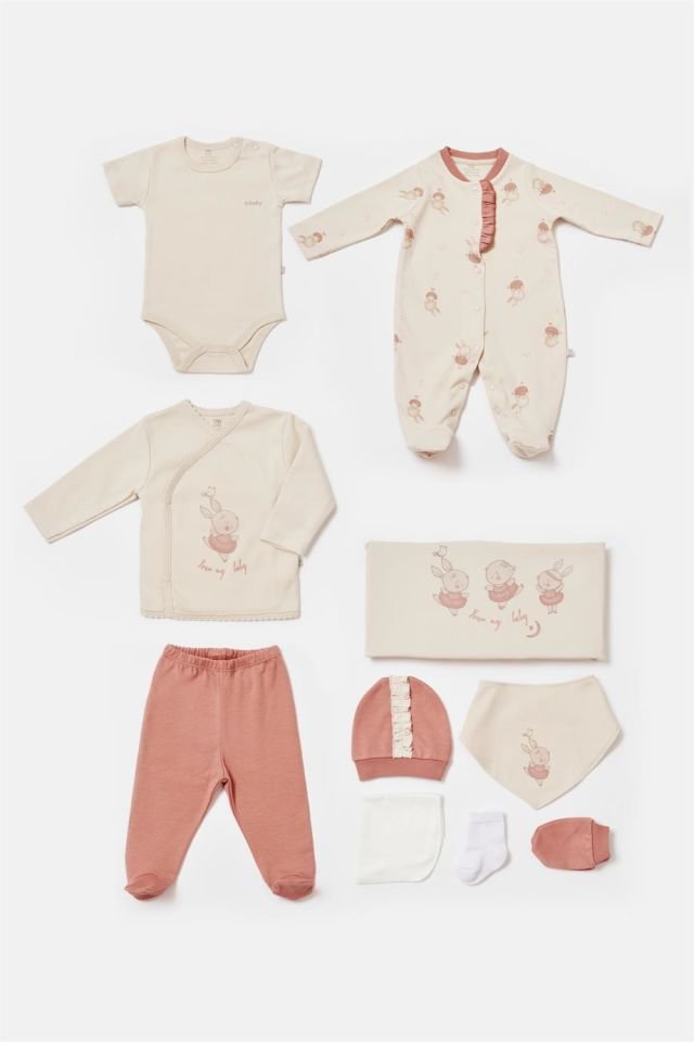 Bibaby Ballery Princess Kız Bebek Hastane Çıkışı 10'Lu Set 63225 Bej-Gül Kurusu