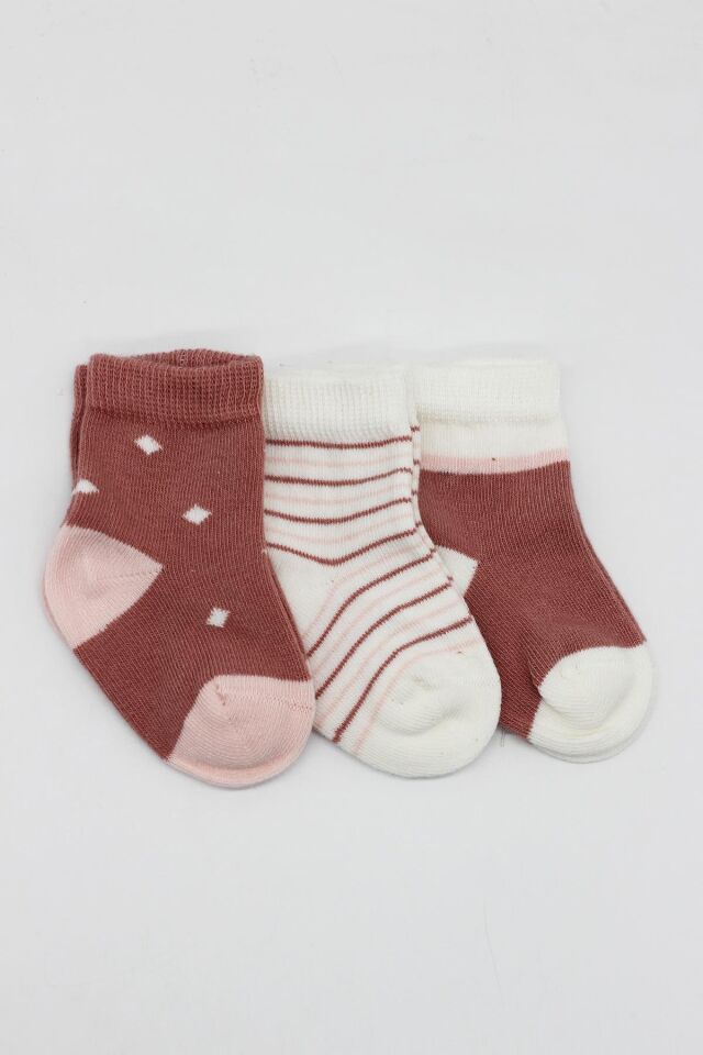 Bistyle 3'Lü Penye Kız Soket Çorap 10112 Pudra