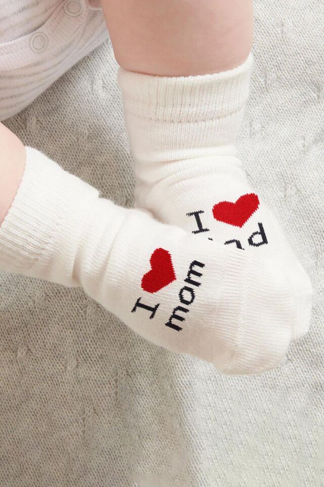 Bistyle Mom Dad 3'Lü Penye Soket Çorap 10123 Ekru