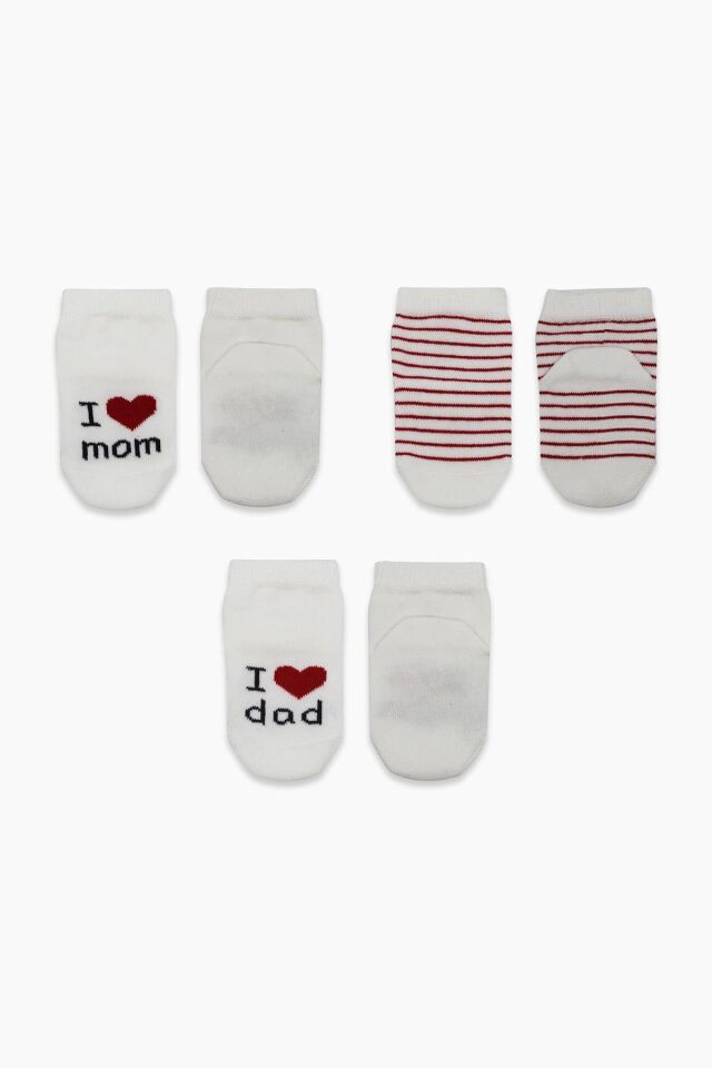 Bistyle Mom Dad 3'Lü Penye Soket Çorap 10123 Ekru