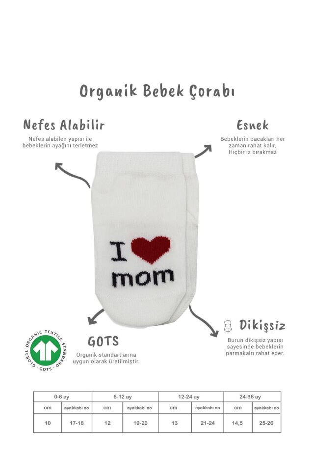 Bistyle Mom Dad 3'Lü Penye Soket Çorap 10123 Ekru