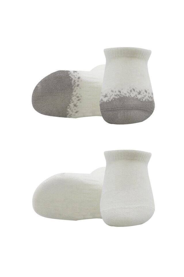 Bistyle 2'Li Penye Sneakers Çorap 20105 Ekru Gri