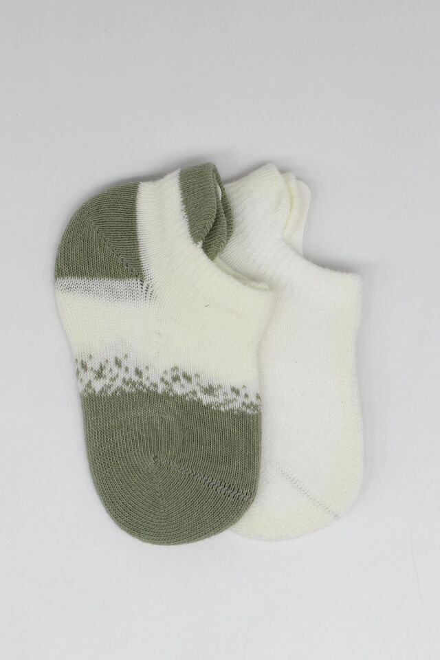 Bistyle 2'Li Penye Sneakers Çorap 20105 Nil Ekru