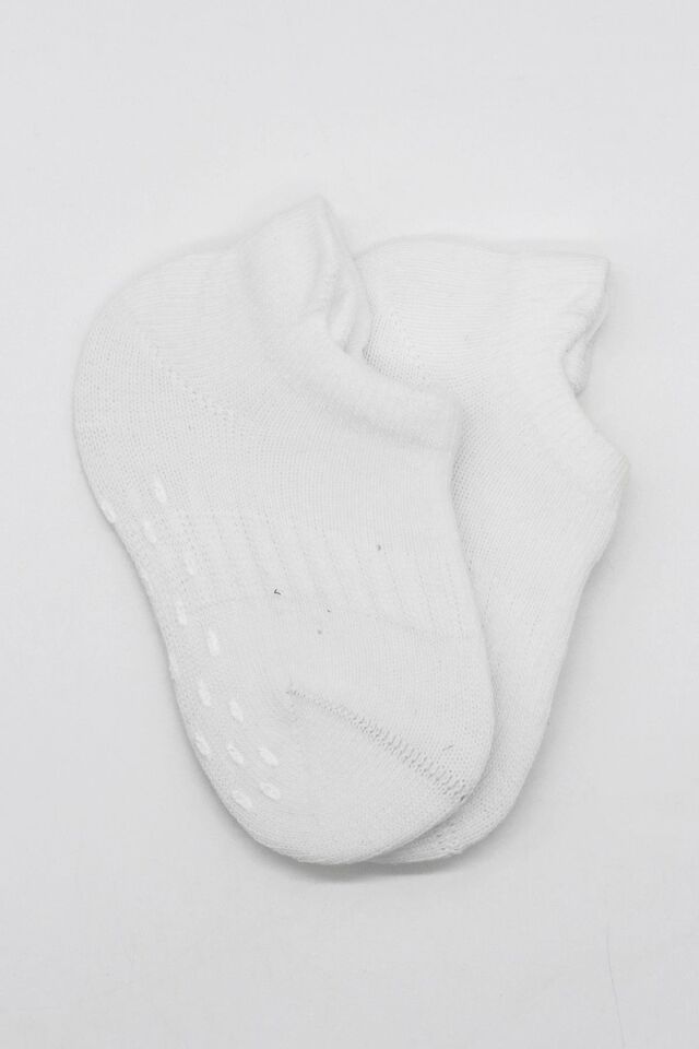 Bistyle 2'Li Sneakers Kaymaz Basic Penye Çorap 20103 Beyaz Beyaz
