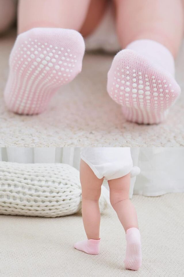 Bistyle 6'Lı Sneakers Kaymaz Penye Çorap 20102 Gül Kurusu