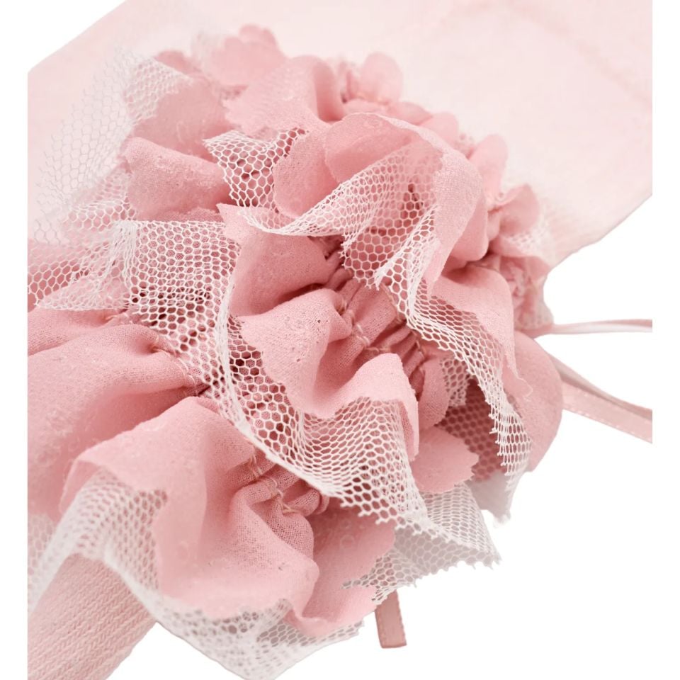 Bibaby Biorganic Jakarlı Dantelli Külotlu Çorap 68440 Pembe