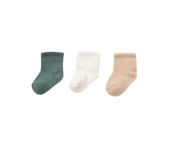 Bibaby Biorganic Kaymaz Basic 3'Lü Çorap 68459 Taş Ekru Yeşil