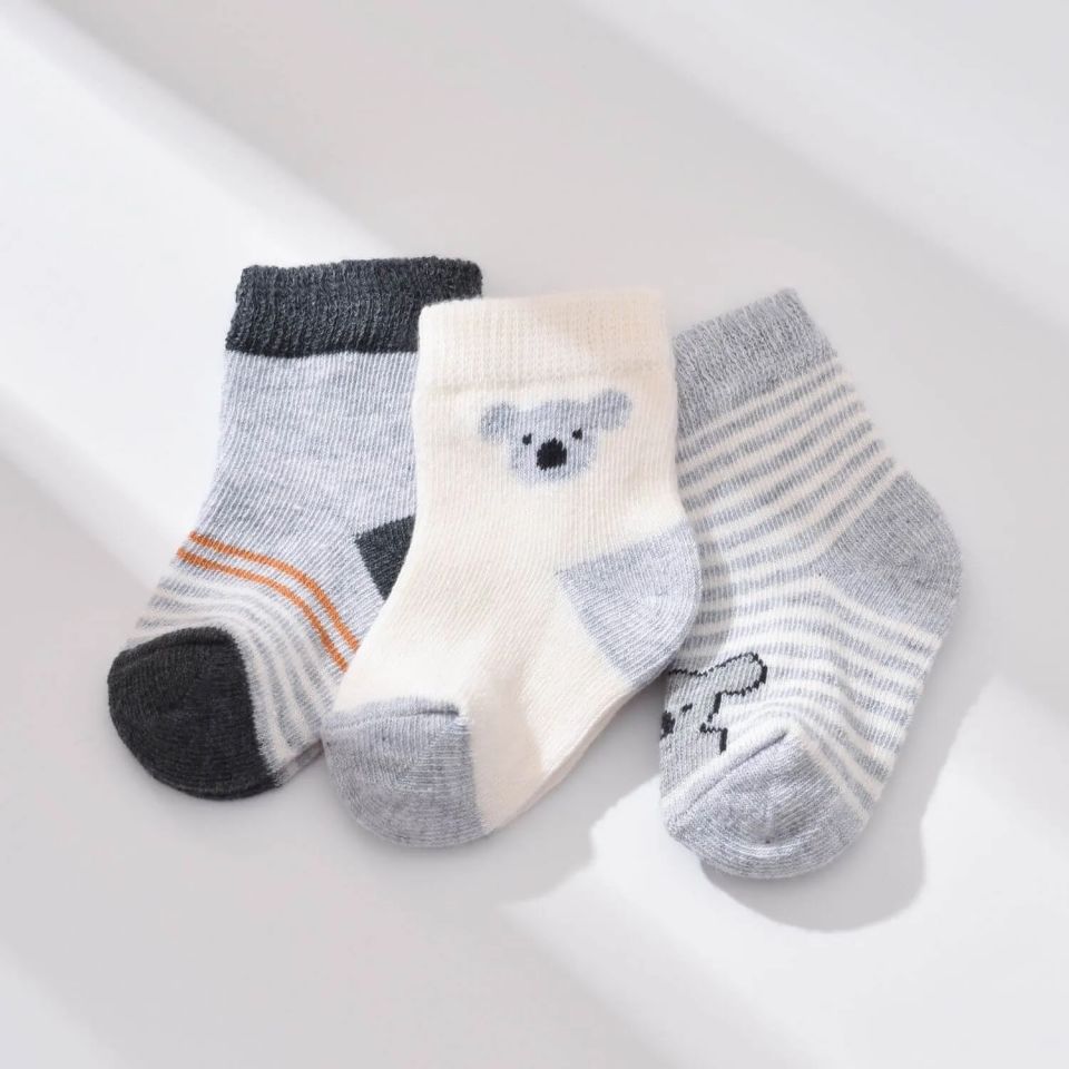 Bibaby Biorganic Koala Erkek 3'Lü Çorap 68449 Gri