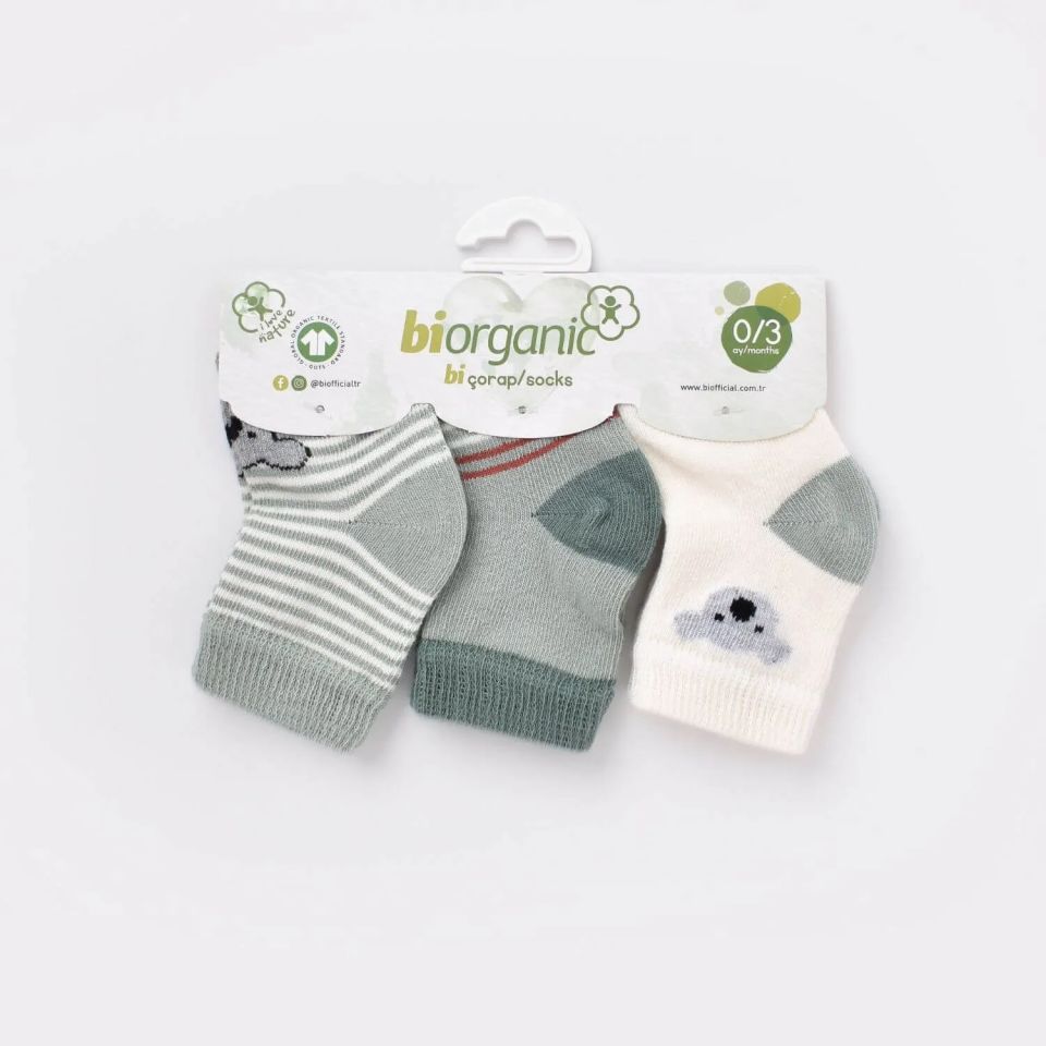 Bibaby Biorganic Koala Erkek 3'Lü Çorap 68449 Nil