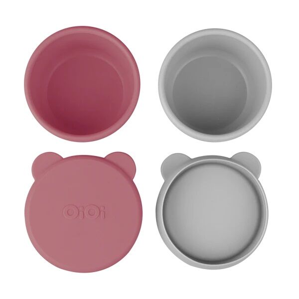 OiOi Silikon Kapaklı Mini Kase 2'Li Mini Bites Velvet Rose / Powder Grey