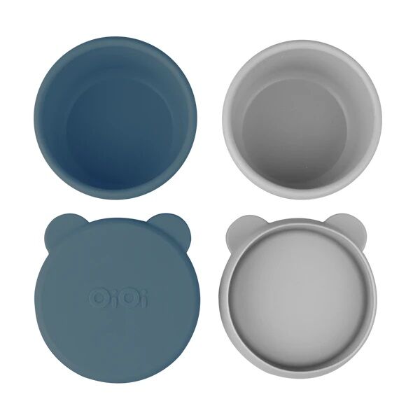 OiOi Silikon Kapaklı Mini Kase 2'Li Mini Bites Deep Blue / Powder Grey