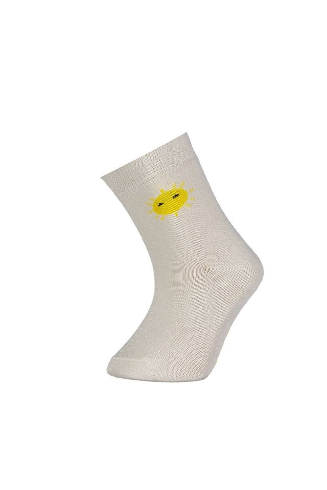 Bibaby Desenli Bamboo 2'Li Çorap 68384 Sarı-Ekru