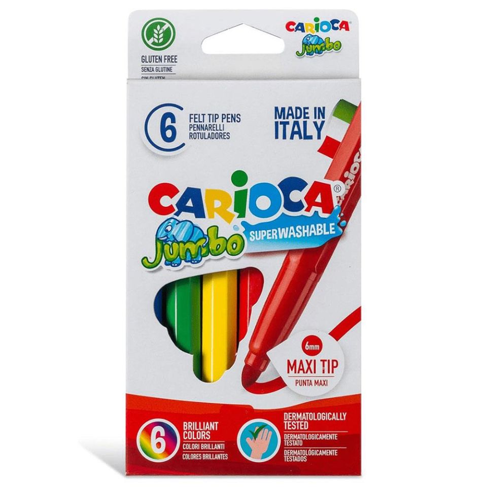 Carioca Jumbo Süper Yıkanabilir Keçeli Boya Kalemi 6'Lı