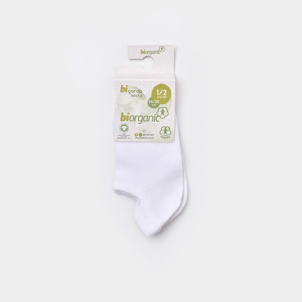 Bibaby Biorganic Sneakers Yaş Çocuk Çorabı 68457 Beyaz