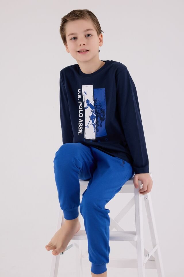 U.S. Polo Assn  Uzun Kol Pijama Takım US2206-4 Lacivert