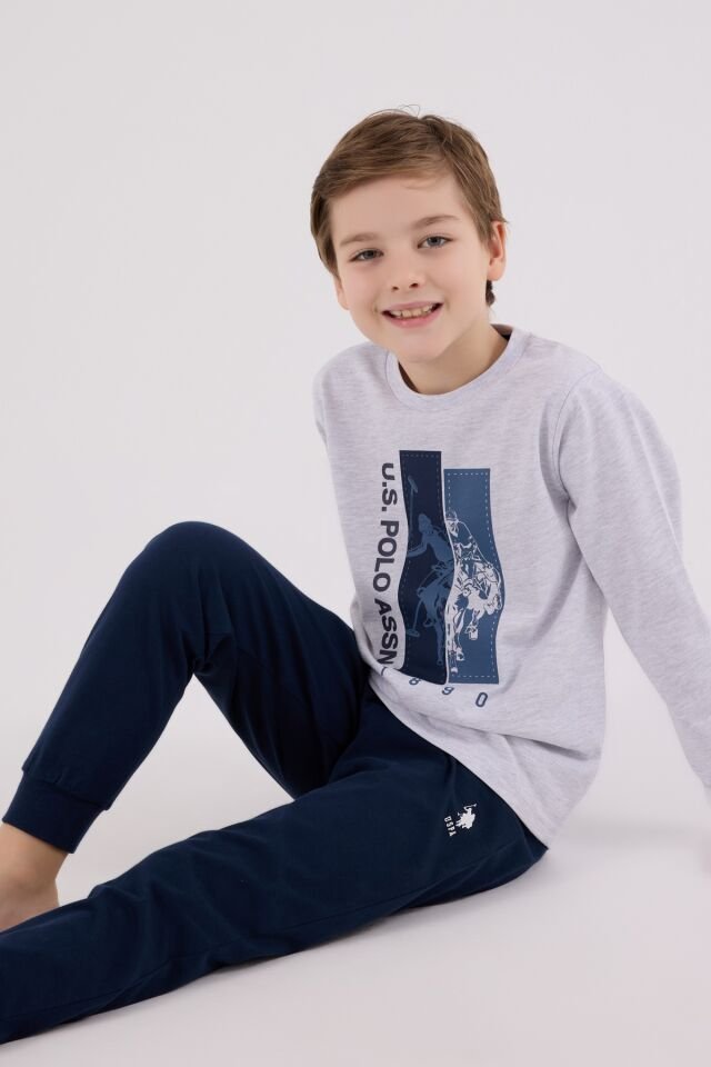 U.S. Polo Assn  Uzun Kol Pijama Takım US2206-4 Karmelanj
