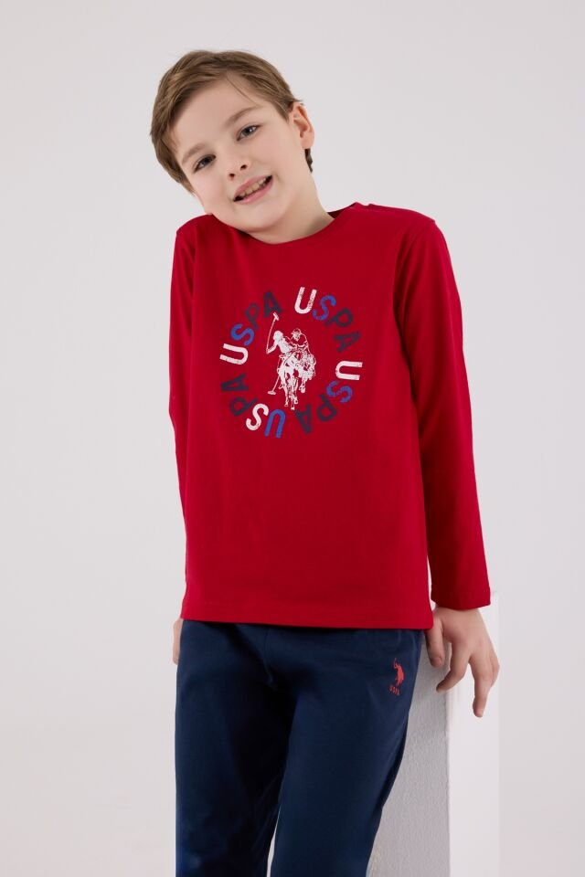 U.S. Polo Assn Uzun Kol Pijama Takım US2214-4 Kırmızı