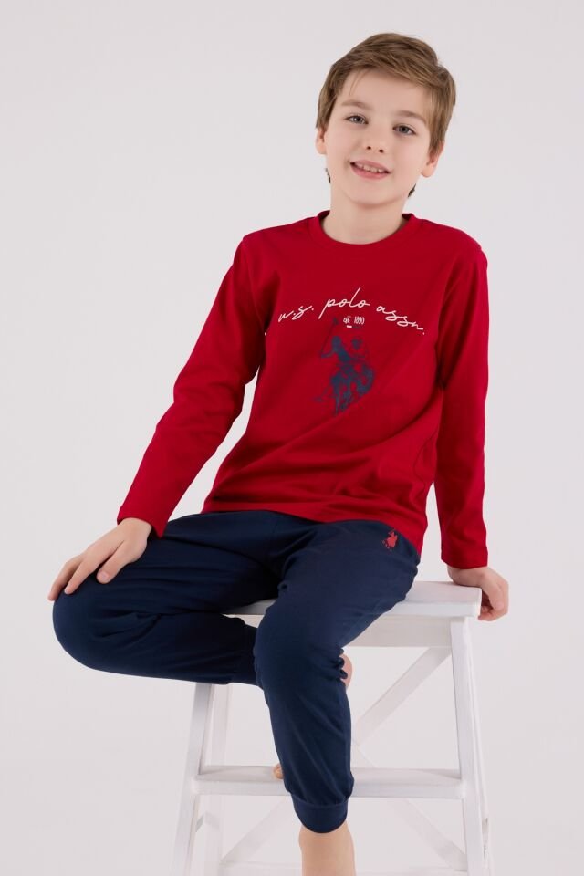 U.S. Polo Assn Uzun Kol Pijama Takım US2233-4 Kırmızı