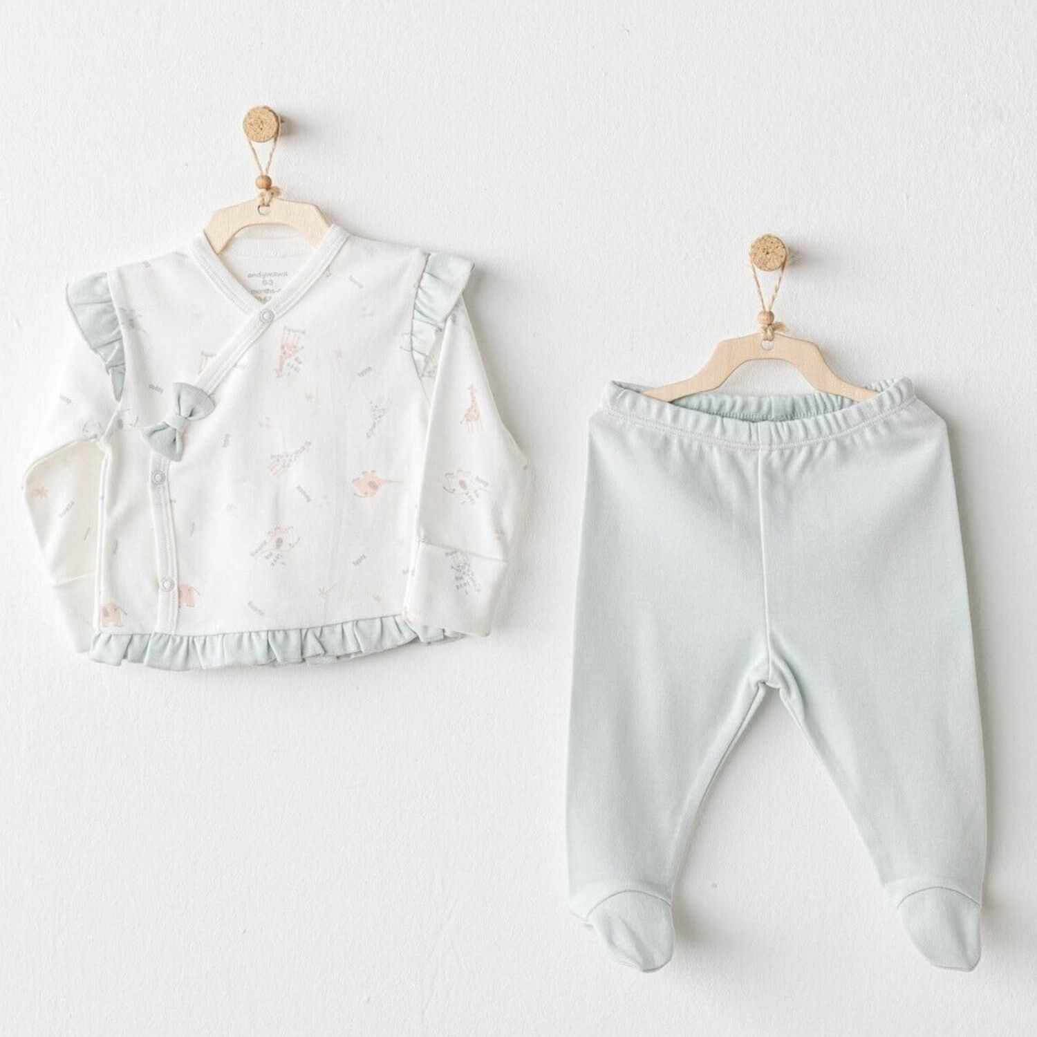 Andywawa AC25508 Sıde Snap Set Love Family 2'Li Zıbın Set Mint