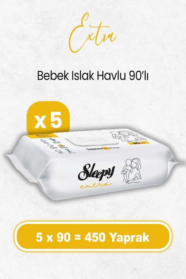 Sleepy Ekstra Islak Havlu Mendil 5x90 450 Yaprak