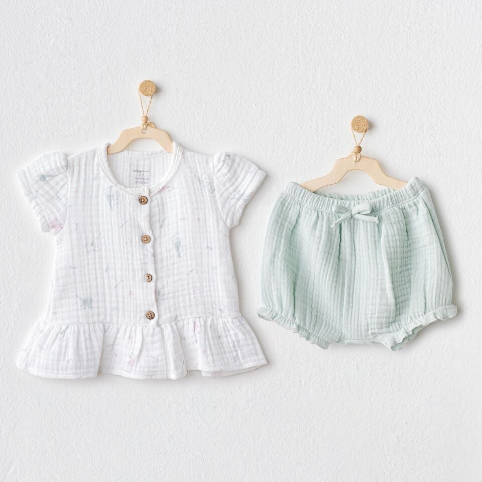 Andywawa AC25509 Love Family Müslin 2'Li Zıbın Set Mint