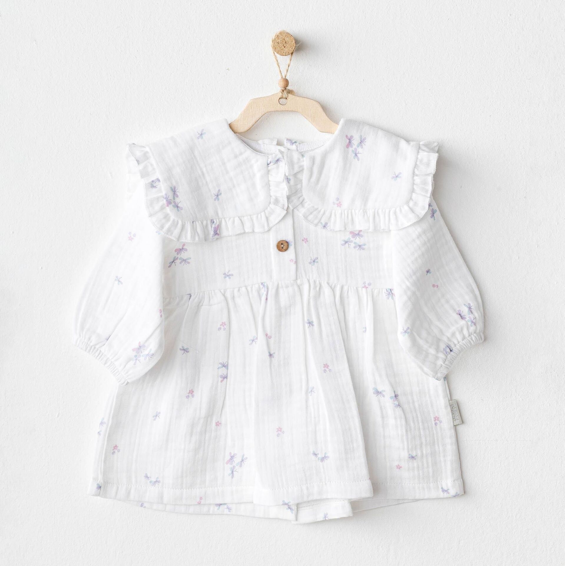 Andywawa AC25585 Magical Butterfly Müslin Bebek Elbise White