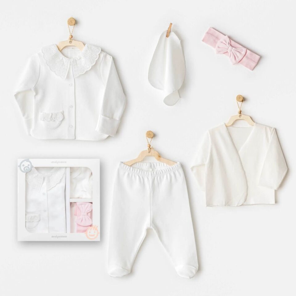 Andywawa AC25650 Cuddly Bunny Bear 5'Li Hastane Çıkışı Ecru Pink