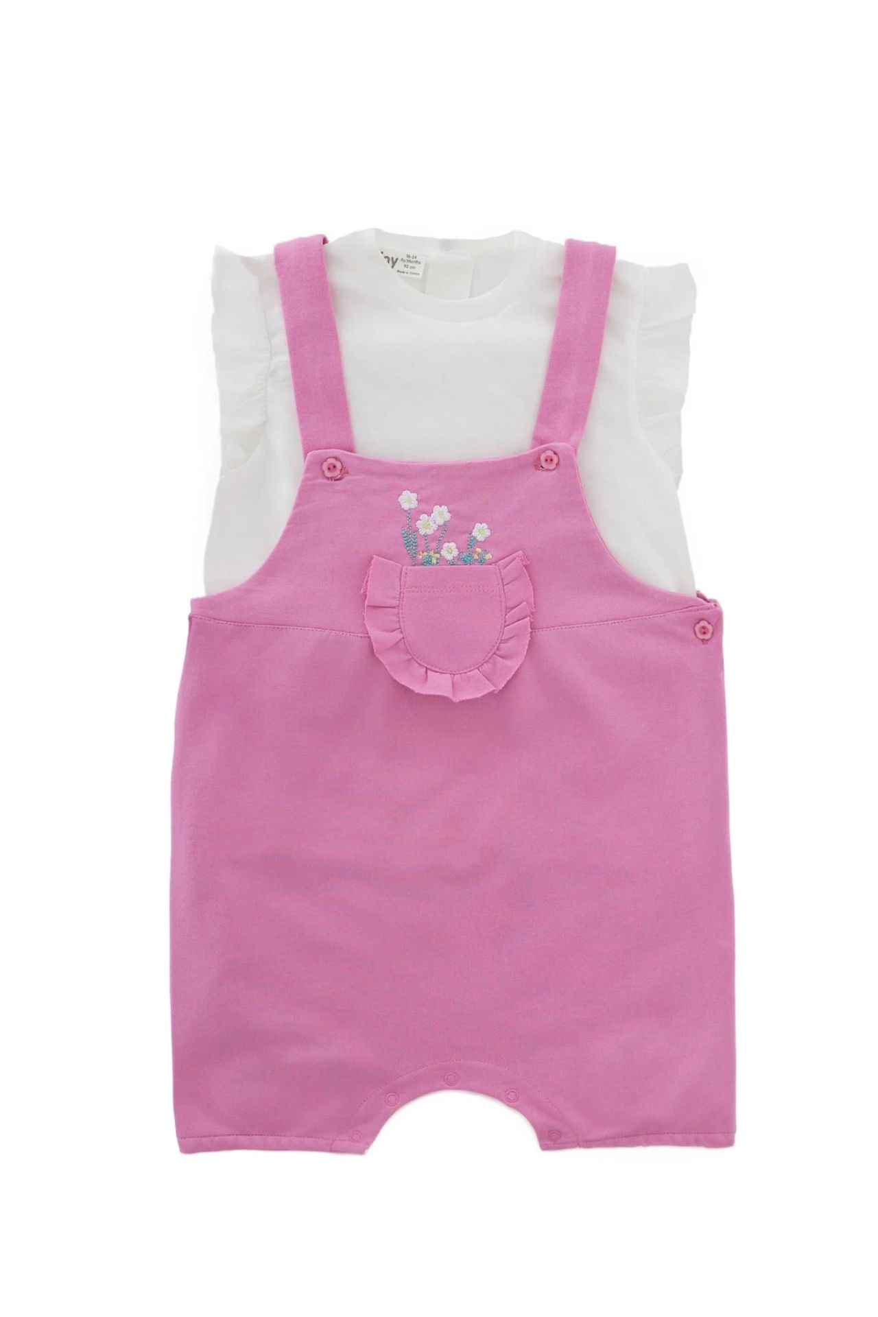 Minycenter Kız Bebek Salopet Set 24K002 Karışık Renkli
