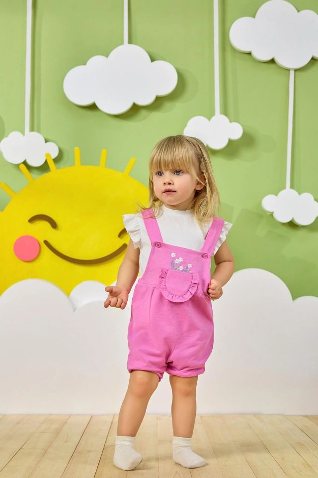 Minycenter Kız Bebek Salopet Set 24K002 Karışık Renkli