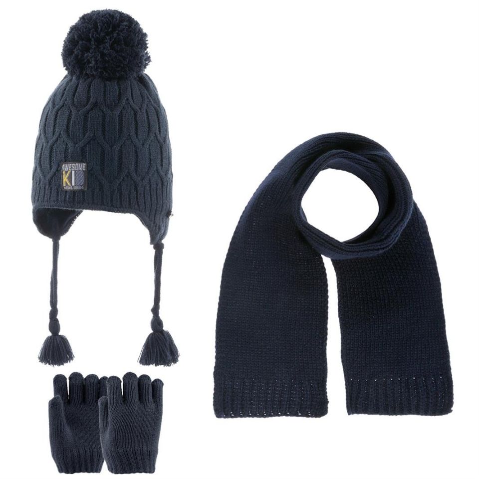 Kitti Erkek Atkı Bere Eldiven Takım (1-4 Yaş) K23160-12 Lacivert
