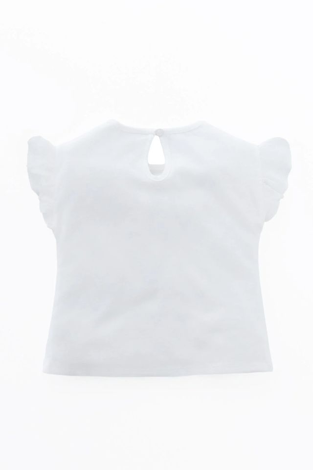 Minycenter Kız Bebek Tshirt 24K007 Beyaz