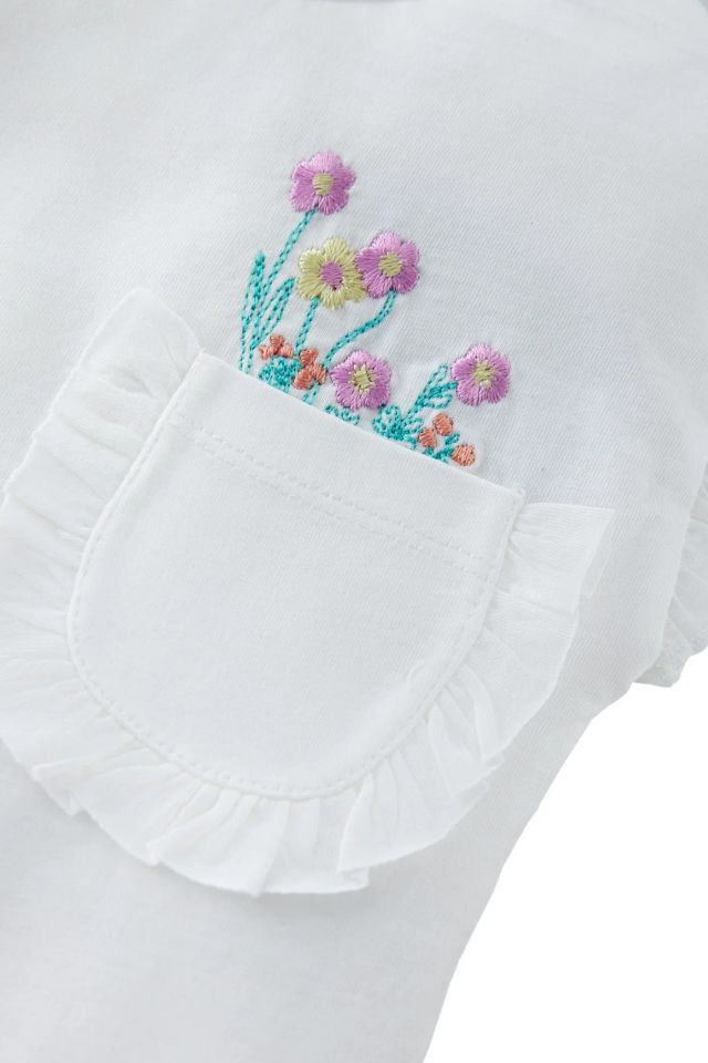 Minycenter Kız Bebek Tshirt 24K007 Beyaz