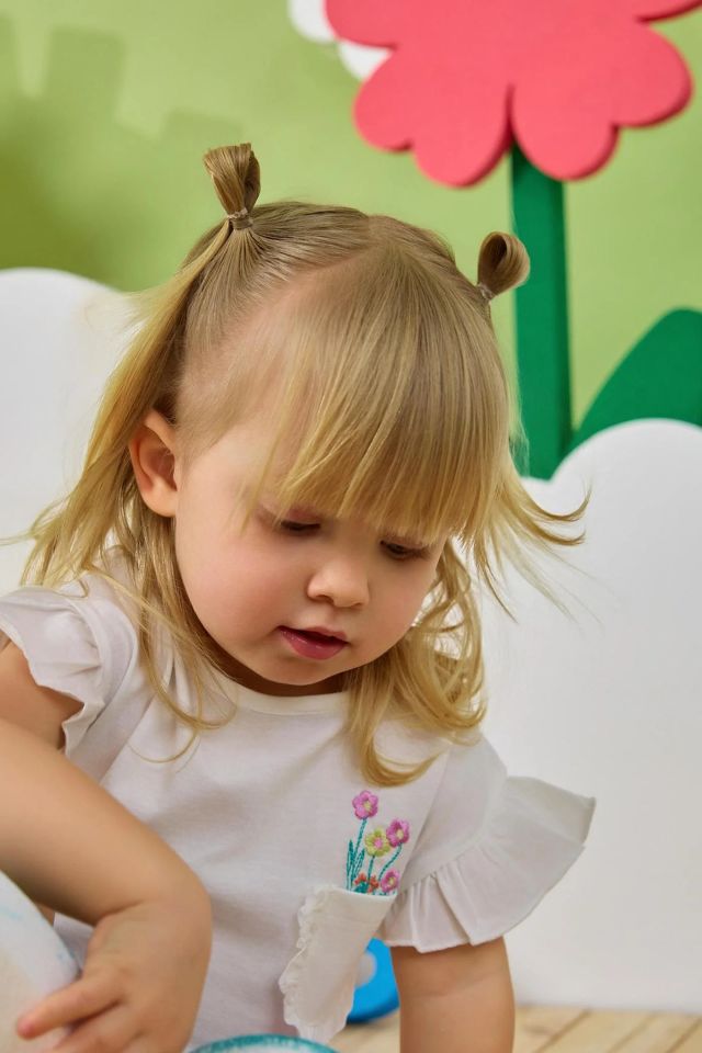Minycenter Kız Bebek Tshirt 24K007 Beyaz
