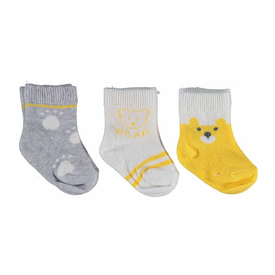 Bibaby Biorganic Bear 3'Lü Kız Çorap 68411 Sarı